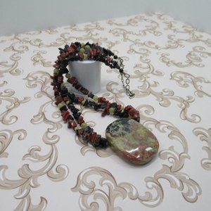 925 Big Jasper? & Multi-stone Necklace